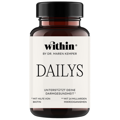 Dailys Probiotikum von within® – 7 Bakterienstämme und Saccharomyces boulardii in veganen Kapseln